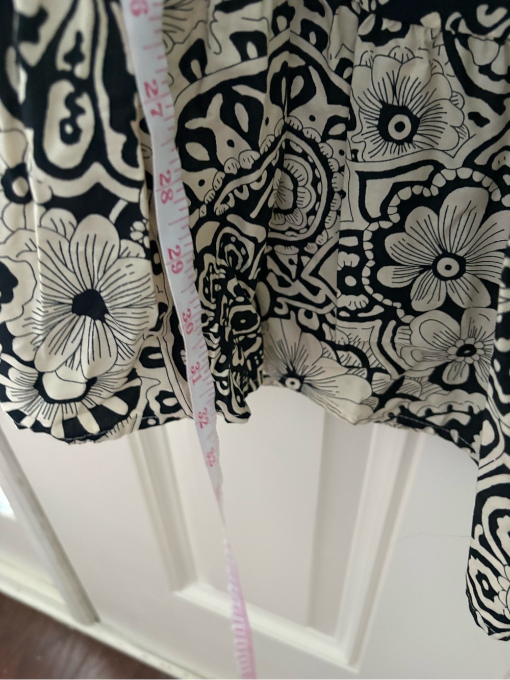 Umgee Black and Cream Floral Paisley Mini Cotton Dress Size Small - Picture 4 of 7